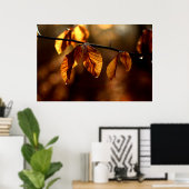 Brown-Blätter beleuchtet durch die Morgensonne Poster (Heimbüro)