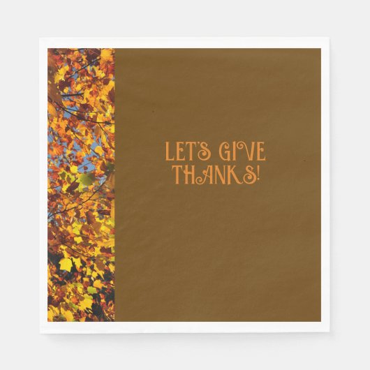 Brown Blätter Dinner Happy Danke Serviette (Vorderseite)