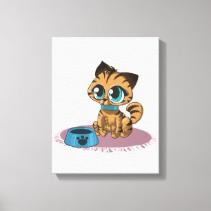 BROWN BLAU-MIT AUGEN KITTEN AUF EINER LILA MAT LEINWANDDRUCK