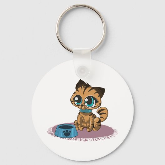 BROWN BLAU-MIT AUGEN KITTEN AUF EINER LILA MAT SCHLÜSSELANHÄNGER (Vorderseite)