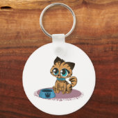 BROWN BLAU-MIT AUGEN KITTEN AUF EINER LILA MAT SCHLÜSSELANHÄNGER (Vorderseite)