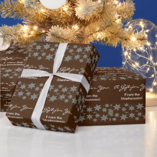 Brown/blaue Schneeflocke-Feiertags-Winter-Winde Geschenkpapier