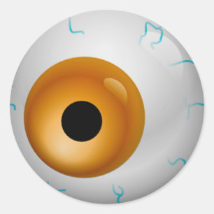 Brown Bloodshot Zombie Eyeball Halloween Runder Aufkleber