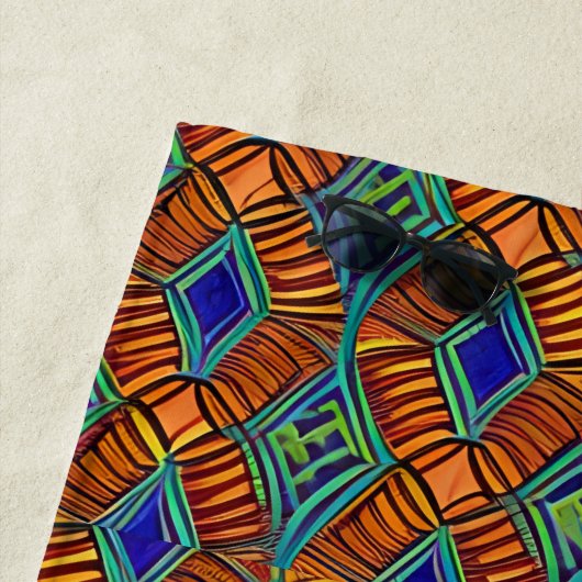 Brown Blue Abstrakt African Tribal Geometric Strandtuch (Beispiel)