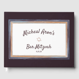 Brown Blue Abstrakt Bar Mitzvah Guest Book Gästebuch