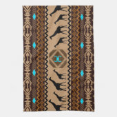 Brown Blue & Beige African Pattern & Giraffe Handtuch (Vertikal)