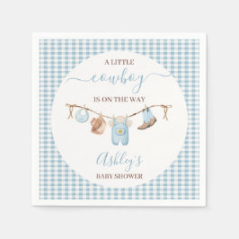 Brown Blue Cothesline Cowboy Baby Dusche Serviette