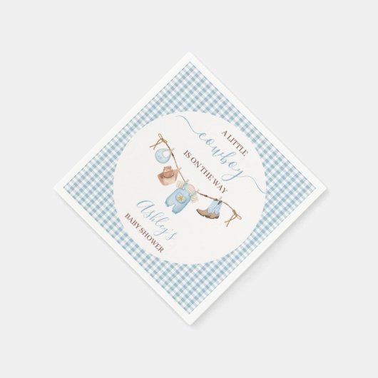 Brown Blue Cothesline Cowboy Baby Dusche Serviette (Ecke)