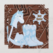 Brown Blue Cowboy Boots Cowboy Baby Dusche Einladung (Vorne/Hinten)