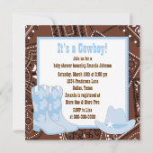 Brown Blue Cowboy Boots Cowboy Baby Dusche Einladung (Rückseite)