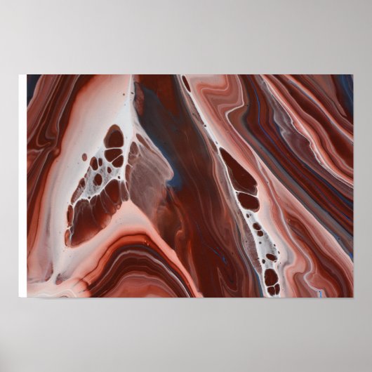 Brown Blue Fluid Art Stone Geode Agate Painting Poster (Vorne)