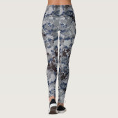 Brown Blue Pattern Camouflage Frauen Leggings (Rückseite)