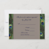 Brown Blue Peacock Wedding RSVP (Rückseite)