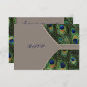 Brown Blue Peacock Wedding RSVP (Vorne/Hinten)