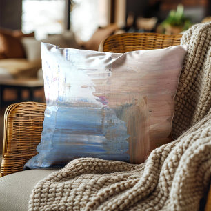 Brown Blue White Abstrakt Artistic Kissen