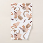 Brown Boho Abstrakt Print Badhandtuch Set (Handtuch)