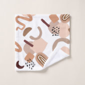 Brown Boho Abstrakt Print Badhandtuch Set (Waschlappen)