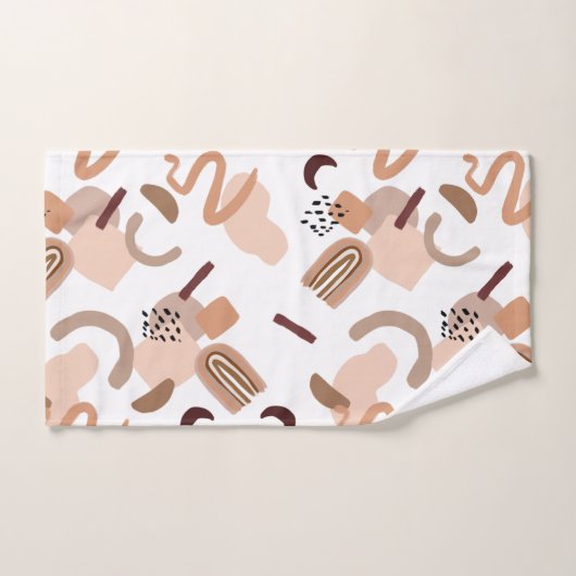 Brown Boho Abstrakt Print Badhandtuch Set (Handtuch)