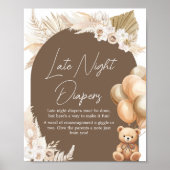 Brown Boho Bären Ballon Spate Night Diapers Poster (Vorne)