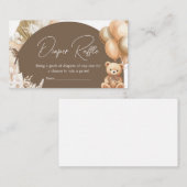 Brown Boho Bear Balloon Baby Dusche Windel Raffle Begleitkarte (Vorne/Hinten)