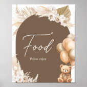 Brown Boho Bear Balloon Baby Showküche Poster (Vorne)