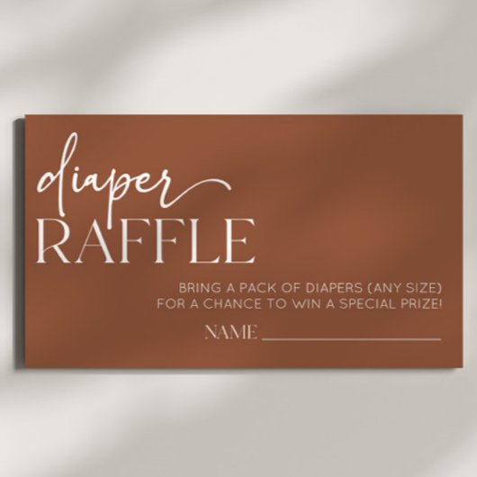 Brown Boho Bohemisch Baby Dusche Windeln Raffle Begleitkarte