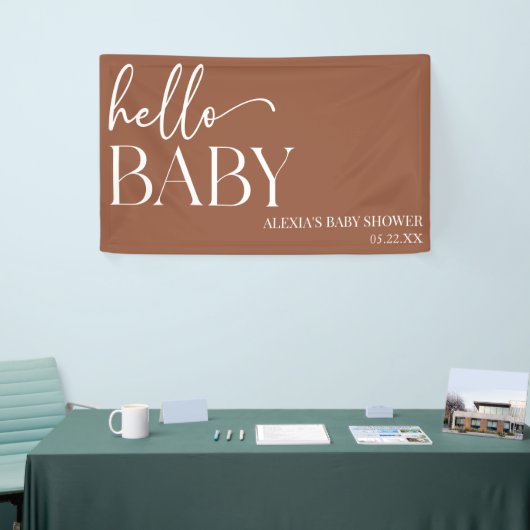 Brown Boho Bohemisch Hello Baby Dusche Banner (Messeveranstaltung)