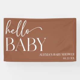 Brown Boho Bohemisch Hello Baby Dusche Banner