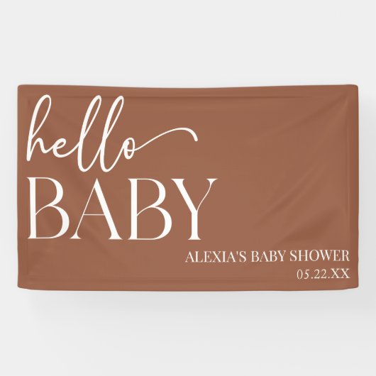 Brown Boho Bohemisch Hello Baby Dusche Banner (Horizontal)