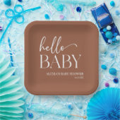 Brown Boho Bohemisch Hello Baby Dusche Pappteller (Party)
