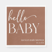 Brown Boho Bohemisch Hello Baby Dusche Serviette (Vorderseite)
