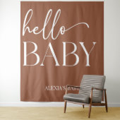 Brown Boho Bohemisch Hello Baby Dusche Wandteppich (Beispiel)