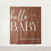Brown Boho Bohemisch Hello Baby Dusche Wandteppich (Vorderseite)