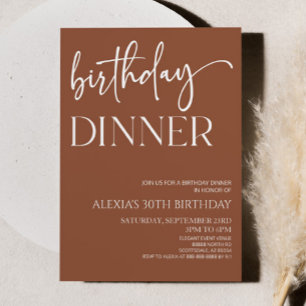 Brown Boho Bohemisch Minimal Geburtstag Abendessen Einladung