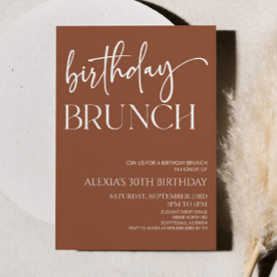 Brown Boho Bohemisch Minimal Geburtstags Brunch Pa Einladung