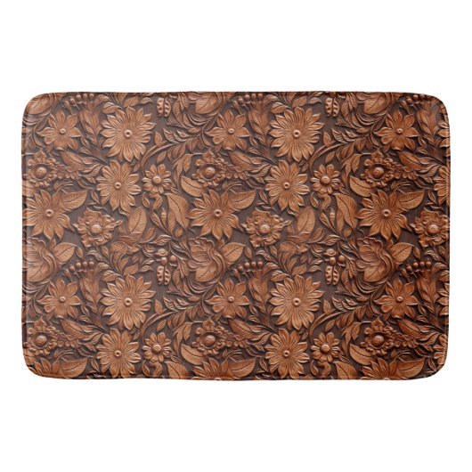 Brown Boho Floral Badematte (Vorderseite)
