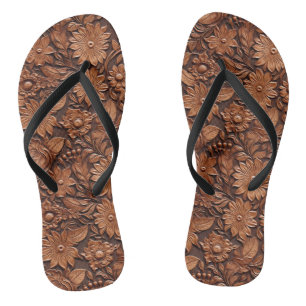 Brown Boho Floral Badesandalen