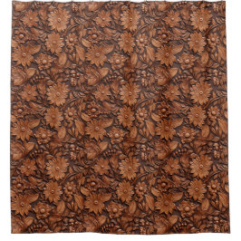 Brown Boho Floral Duschvorhang