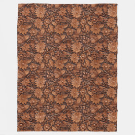 Brown Boho Floral Fleecedecke