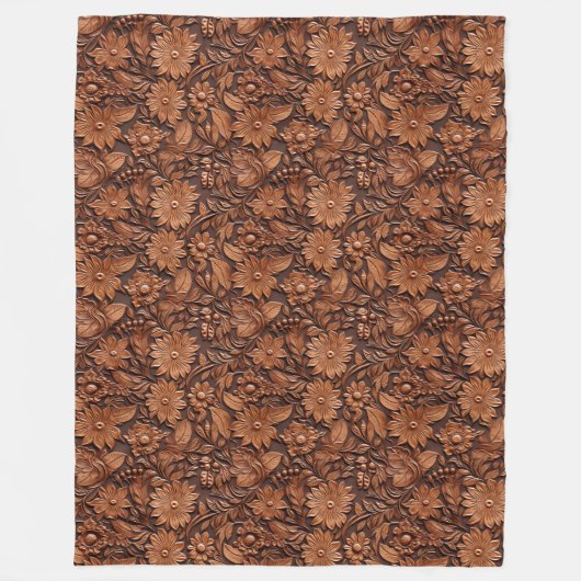 Brown Boho Floral Fleecedecke (Vorderseite)