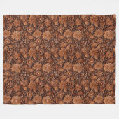 Brown Boho Floral Fleecedecke (Vorderseite (Horizontal))