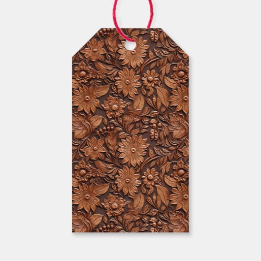 Brown Boho Floral Geschenkanhänger (Rückseite)