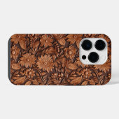 Brown Boho Floral iPhone Hülle (Rückseite (Horizontal))