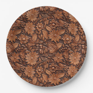 Brown Boho Floral Pappteller