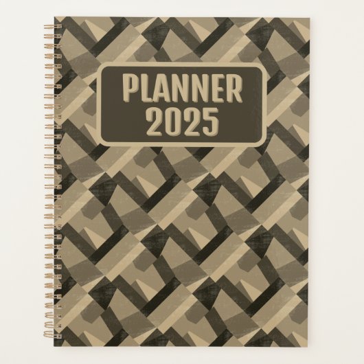 Brown Boho Geometric Abstrac Customizable Planer (Vorderseite)