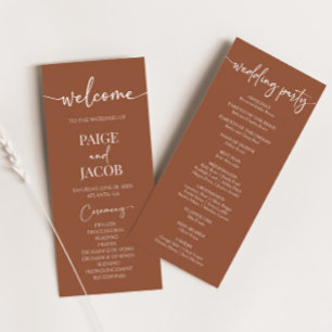 Brown Boho Minimal Minimalistisch Wedding Program