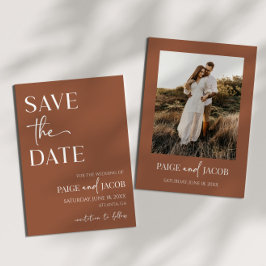 Brown Boho Minimal Wedding Save The Date Einladung