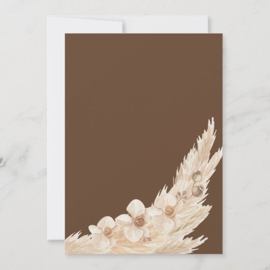 Brown Boho Pampas Grass Teddy Bear Einladung (Rückseite)