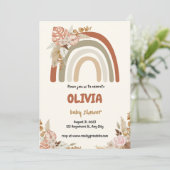 Brown Boho Rainbow Baby Shower Einladung (Stehend Vorderseite)