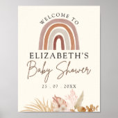 Brown Boho Rainbow Baby Shower Party Poster (Vorne)